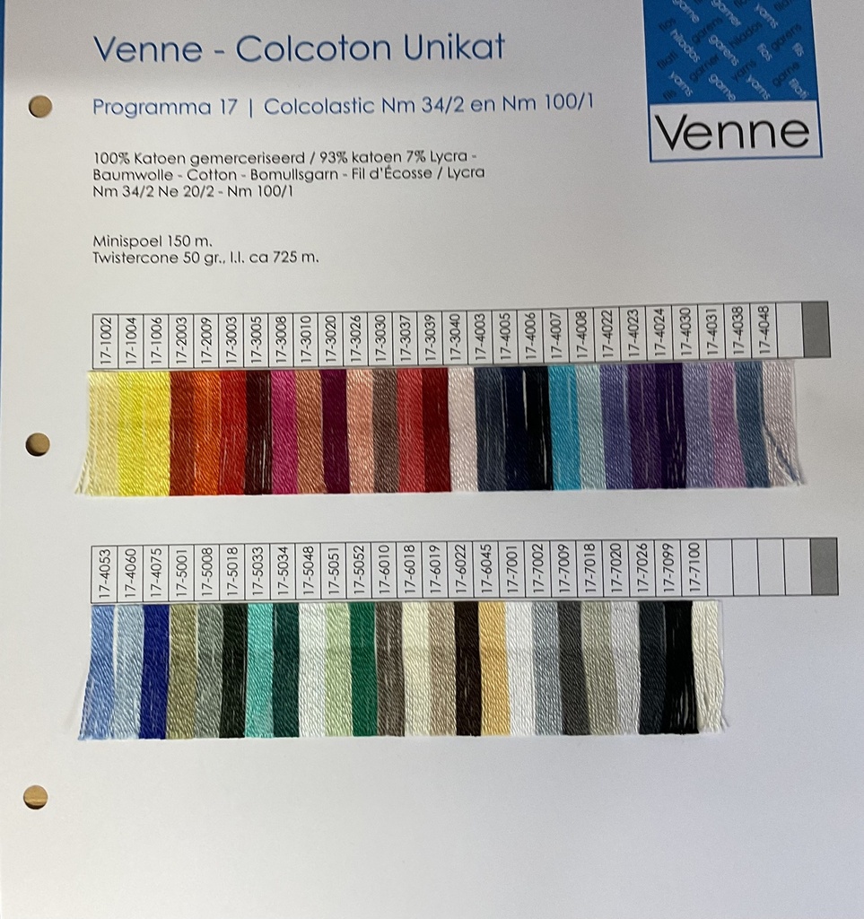 Venne Musterkarte Colcolastic Programm 17
