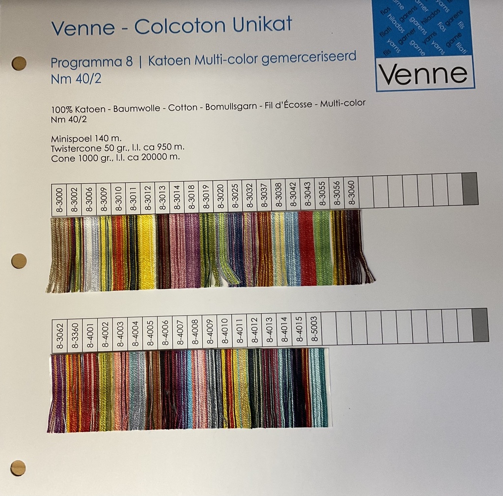 Venne Staalkaart Cotton/Wool Nm 40/1 x2 programma 6