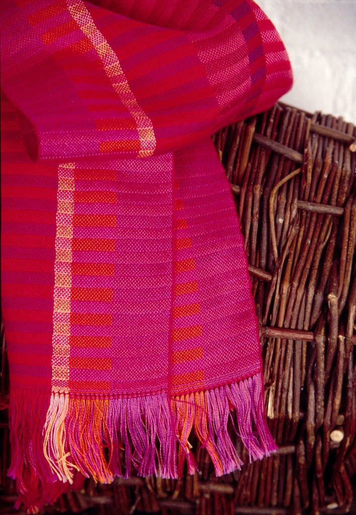 Weaving kit shawl Java - red - 4 shaft pattern