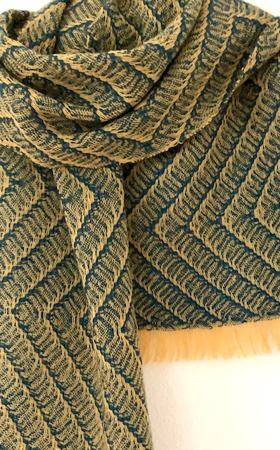 BIO weefpakket sjaal Madison - 8 schachten - 2 stuks geel/blauw
