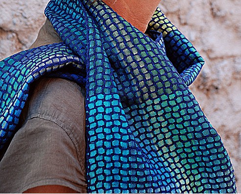 [09010590098] Weaving kit shawl Malof blue - 8 shaft pattern 