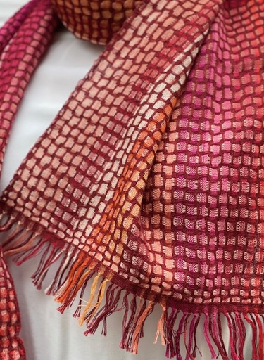 [09010590099] Weaving kit shawl Malof red - 8 shaft pattern 