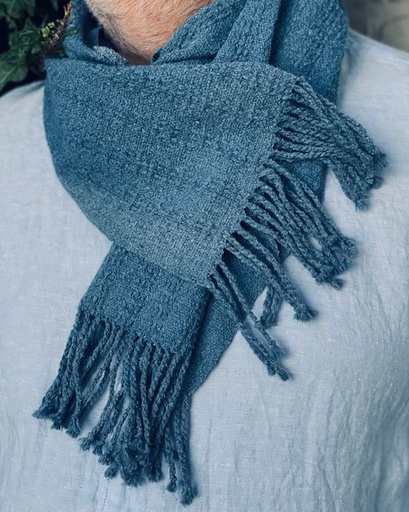 [WP-0127] Weaving kit - Shawl Eco Jeans recycled - 4 shaft pattern, Lagune