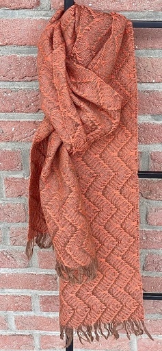 [WP0141] Organic Yarn  Weaving kit - Shawl - ROMANOV - 8 shaft pattern - 2 piece - Orange/Brown