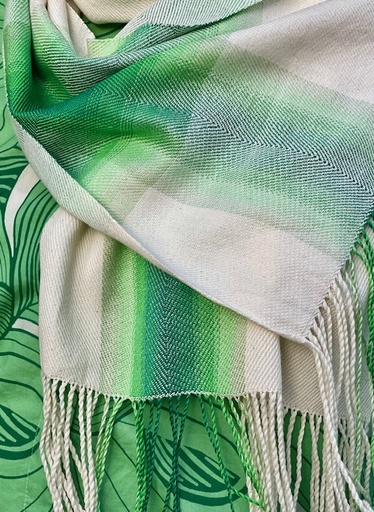 [WP-0146] Weaving kit scarf "Jon" - 4 shafts Natural/Green