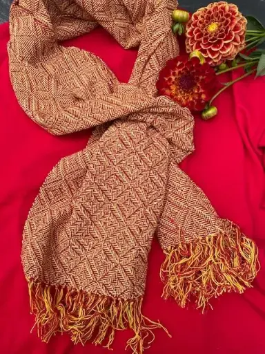 [09010590150] Yarn Weaving kit shawl Milan yellow/red - 8 shaft pattern