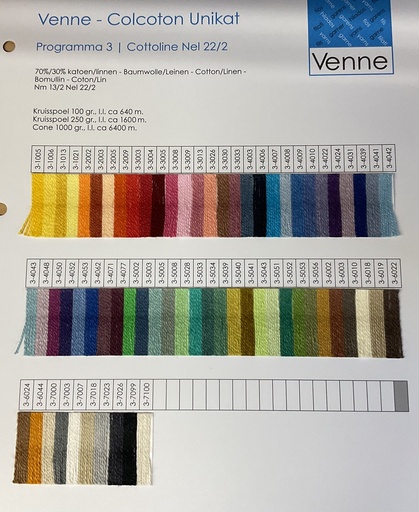 [V-3] Venne Staalkaart ORGANIC Cottolin programma 3