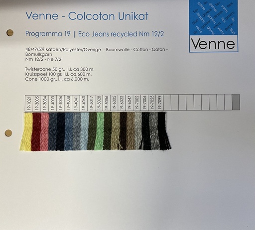 [V-19] Venne Musterkarte Eco-Jeans Nm 12/2 Programm 19